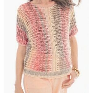 Chico's Multicolor Space-dye Marlene Pullover Open Knit Sweater Size Small